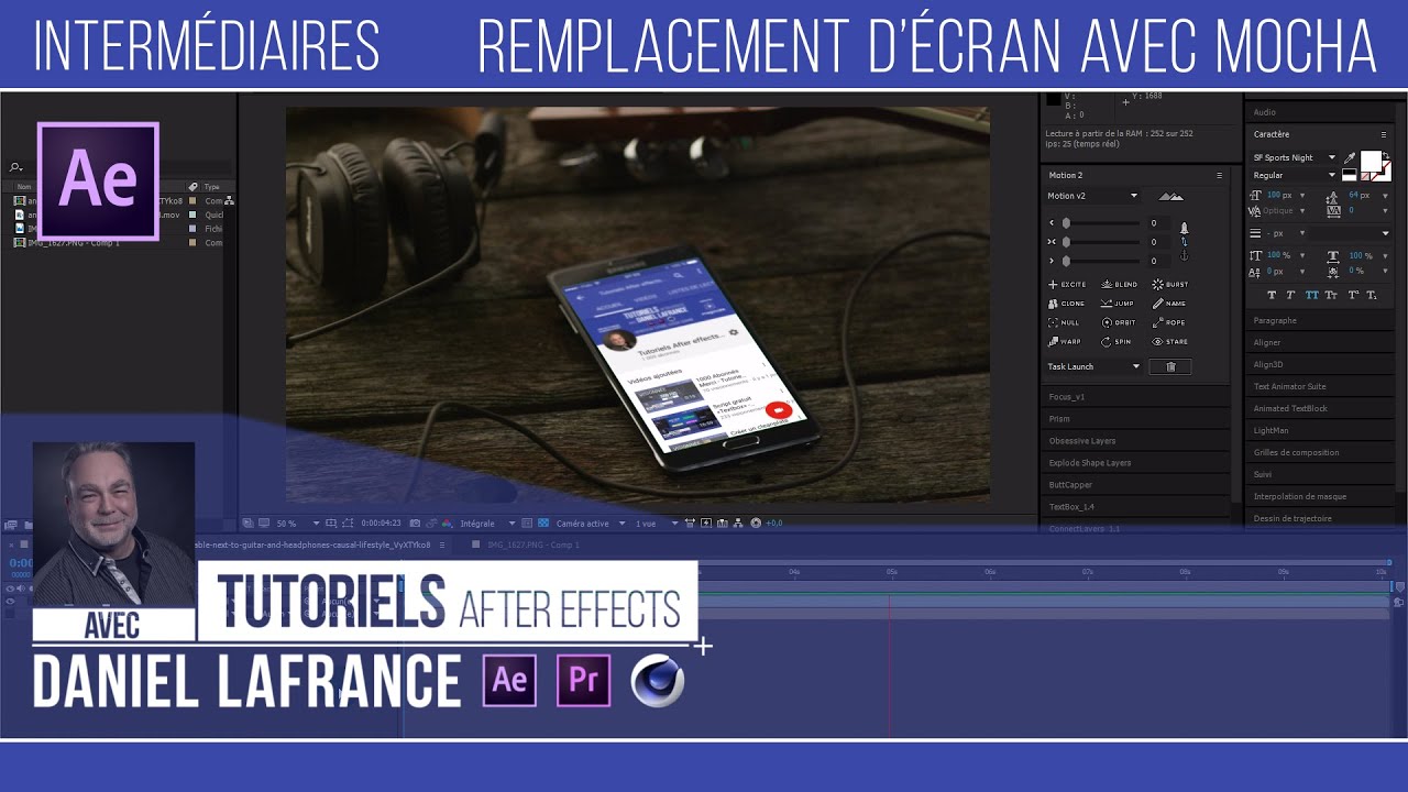 Remplacement d'écran avec mocha pro - Tutoriels After effects en français