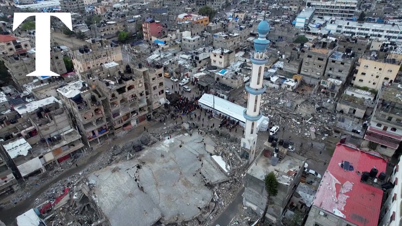 Gazans hold Eid al-Fitr prayers by ruins of mosque in Rafah
