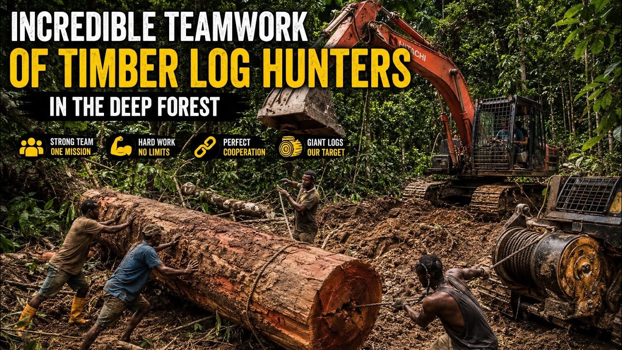 Luar Biasa!! Aksi dan skills pemburu kayu Logs produksi ribuan M3 perbulan