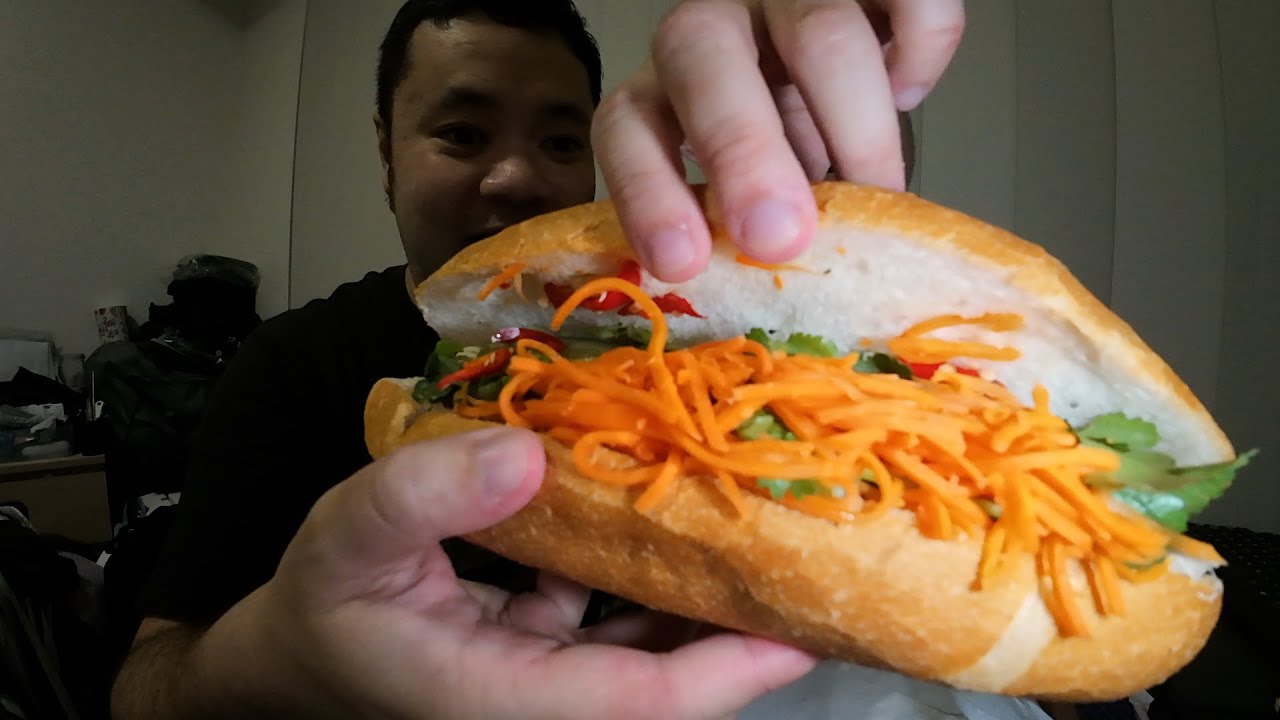 Eating Chicken Banh Mi From Viet Hoa Hot Bread