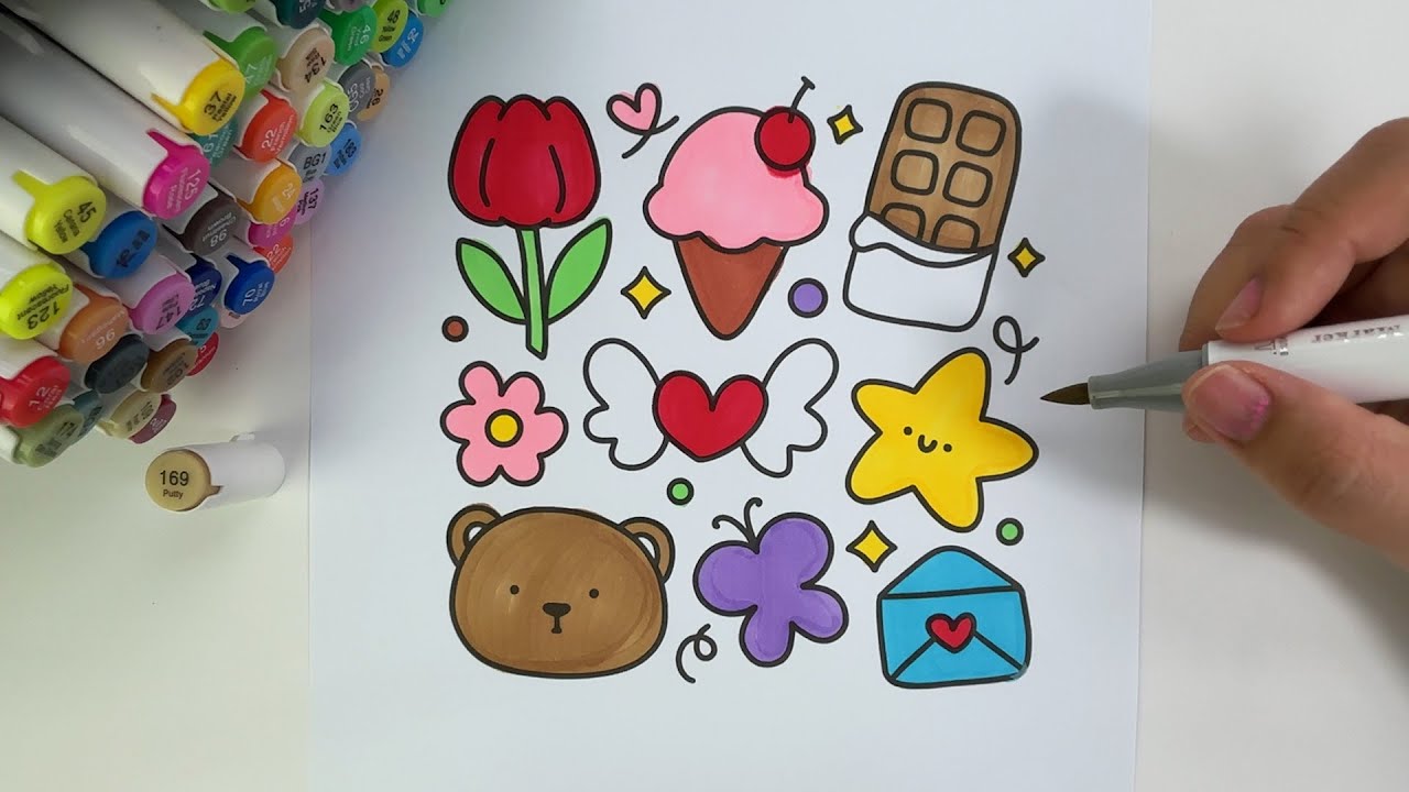 🎀 Sweet Bear & Cute Stickers Color ASMR Coloring | Relaxing Soft Vibes & Cute Aesthetic🌸