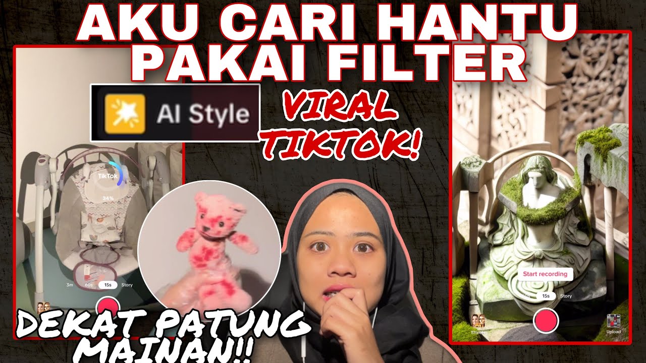 AKU CARI HANTU GUNA FILTER AI STYLE VIRAL TIKTOK‼️ KAT PATUNG SANTAU & MAINAN ANAK AKU!