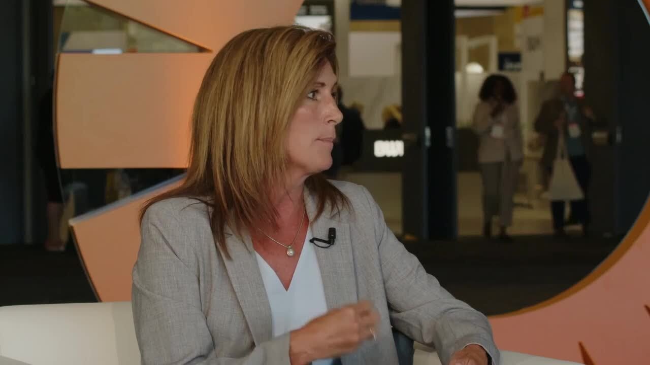 Kathy Morgan, Sabre Corporation in the Broadcast Studio at GBTA Convention 2023