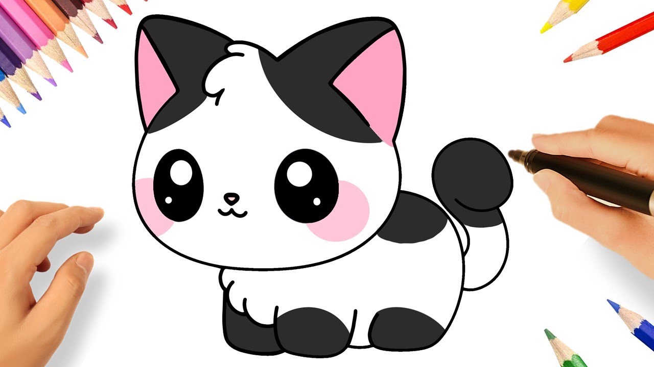 CÓMO DIBUJAR UN GATITO FACIL KAWAII PASO A PASO ❤️