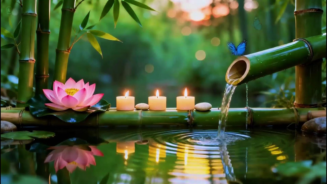 Relaxing Sleep Music 🌿Bamboo Water Fountain & Nature Sounds, Soothing Spa Piano Music, Stress Relief