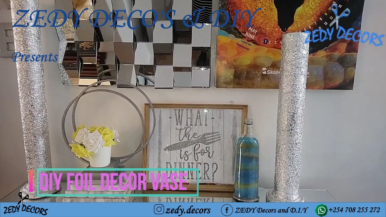 #DIY GLAM ALUMINUM FOIL VASE(easy glam vase diy, trash to treasure )