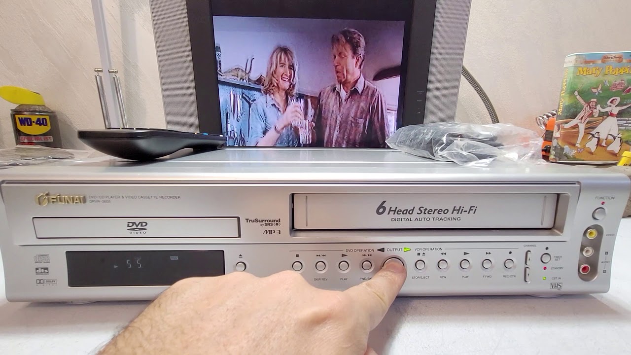 VIDEOREGISTRATORE VHS DVD PLAYER FUNAI DPVR-2605 6 TESTINE STEREO HI-FI NUOVO IMMACOLATO + TELECOMAN
