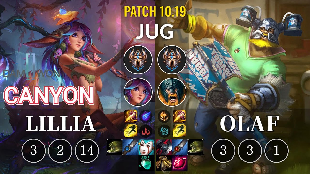 DWG Canyon Lillia vs Olaf Jungle - KR Patch 10.19