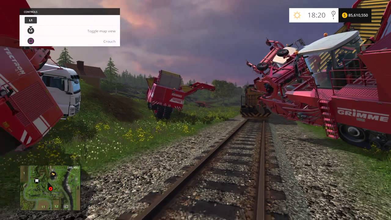 Farming Simulator 13 harvesters vs. 1 train
