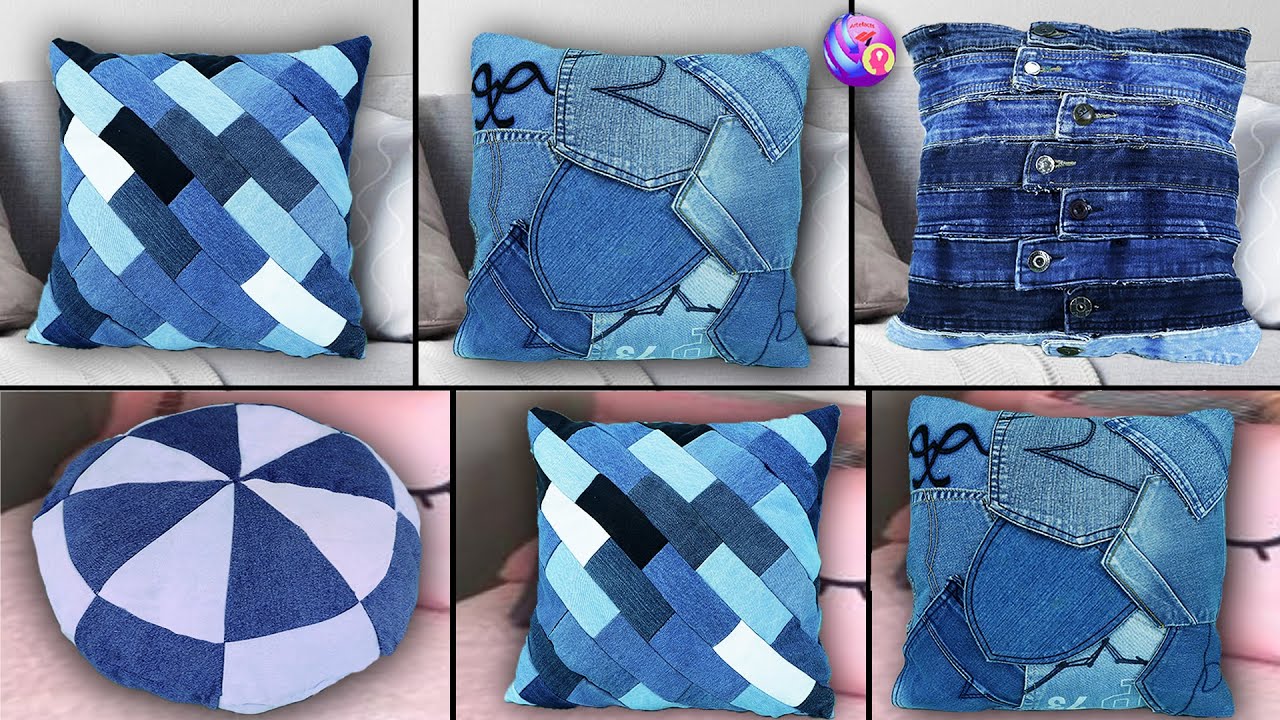 Diy Cushion cover with old jeans pant reuse - Home pillow ideas / handmade
