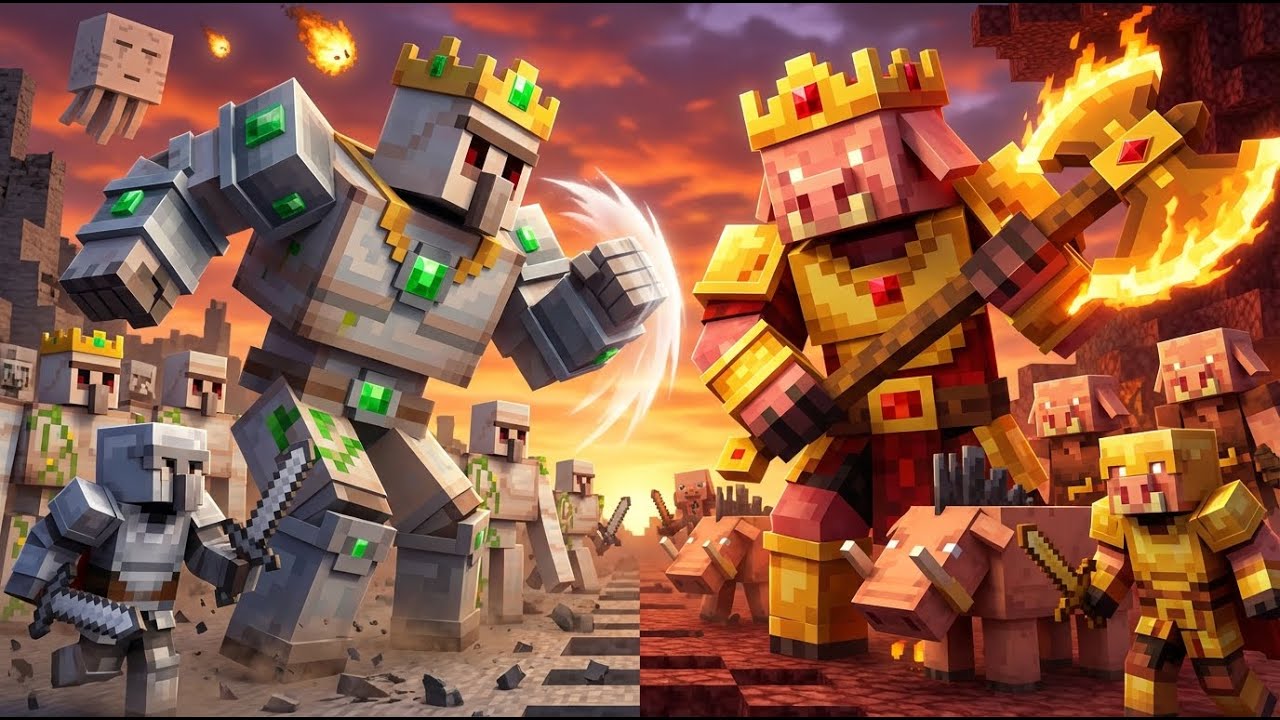 Mutant Iron Golem Kingdom Vs Mutant Piglin Horde | Minecraft Mob Battle Animation | Episode 27