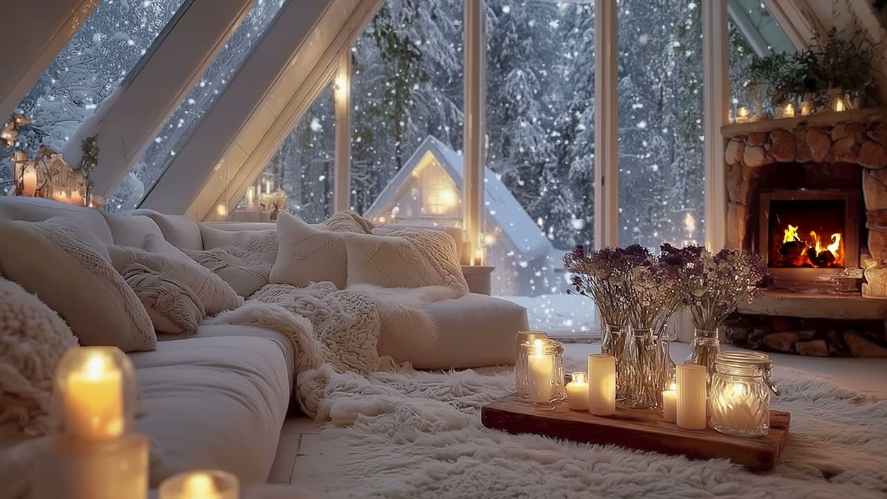 ❄️Cozy Winter Night Ambience | Soft Piano & Fireplace Sounds for Sleep & Relaxation