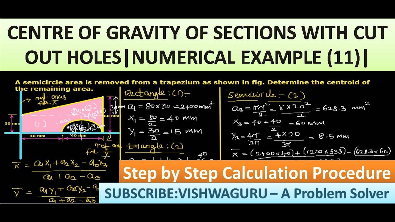 Center of Gravity|Solved Numerical Example (11)|Sections with cut out Holes|Engineering Mechanics|