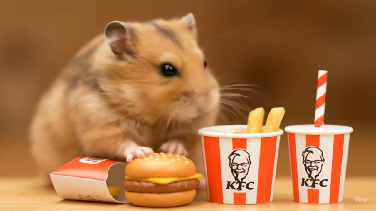 AI ASMR Hamster Eating KFC Full Menu 🍗🐹 | Tiny Crunch Sounds & Close-Up Eating