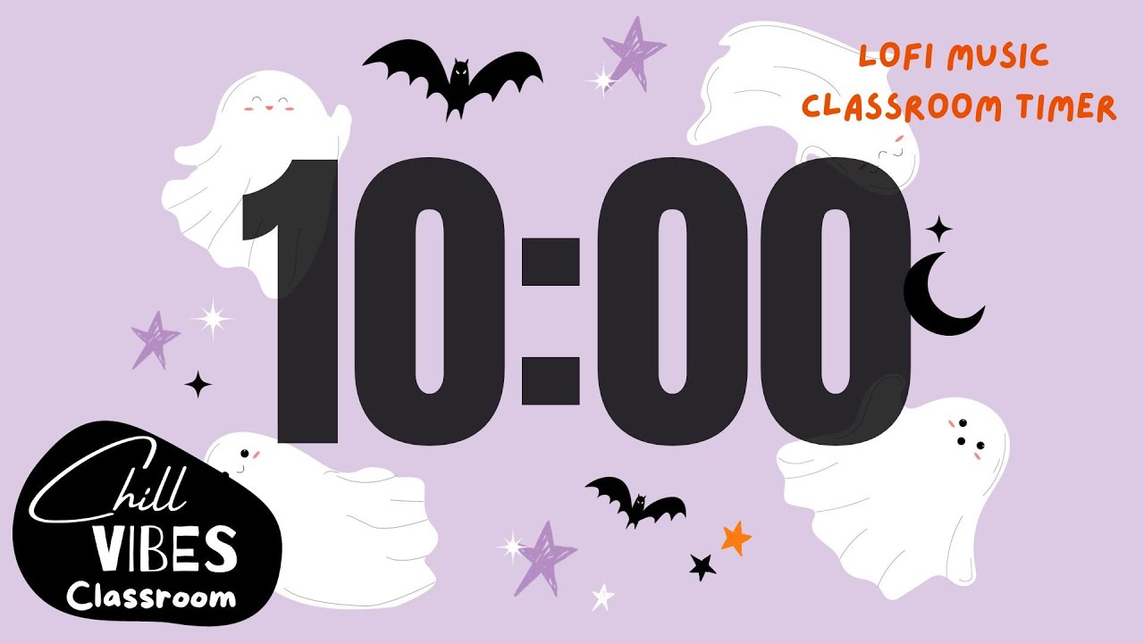 10 Min Halloween Music Classroom Timer Stopwatch 10 minute : spooky ghost fun Kids - Lofi Music fun