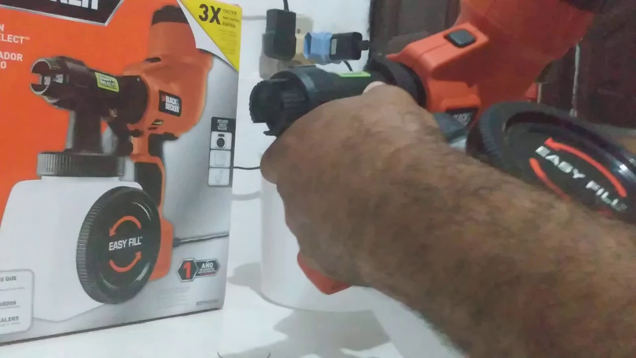 Ensinando à manusear a pistola de pintura e pulverização Black & Decker