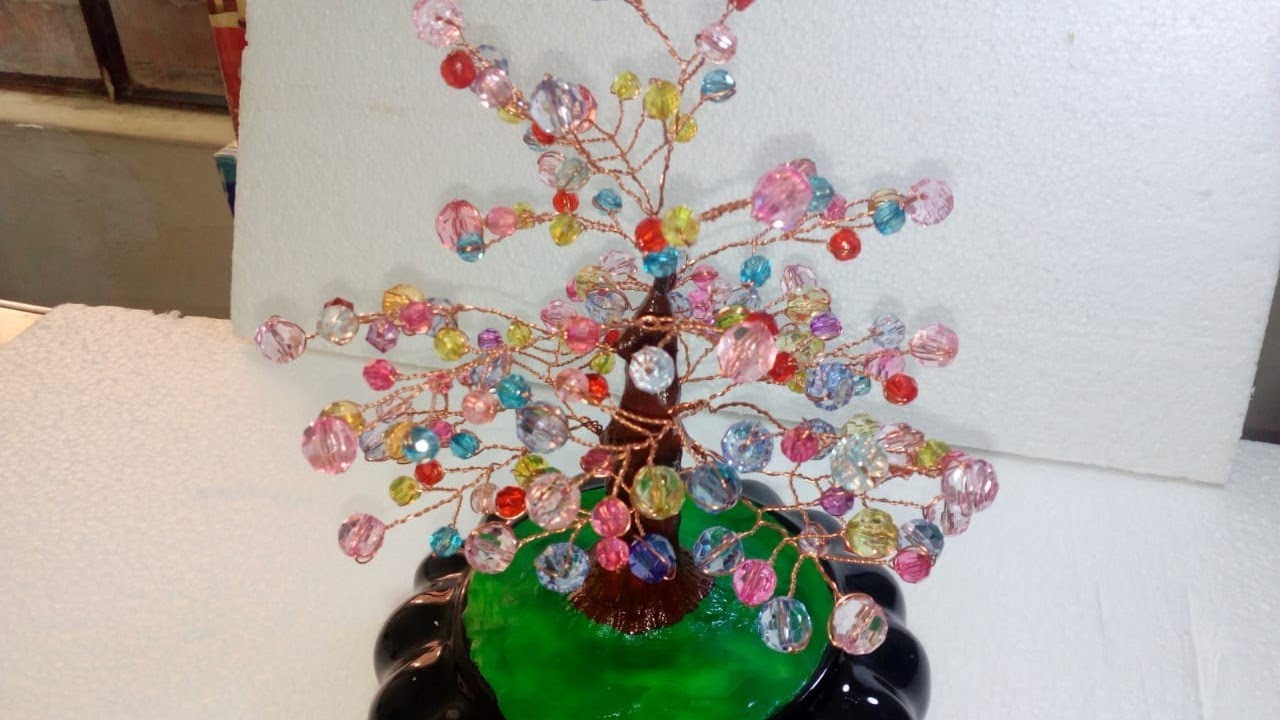 ÁRBOL BONSAI CON ALAMBRE DE COBRE Y PIEDRAS ACRÍLICAS |Rinconcito de manualidades