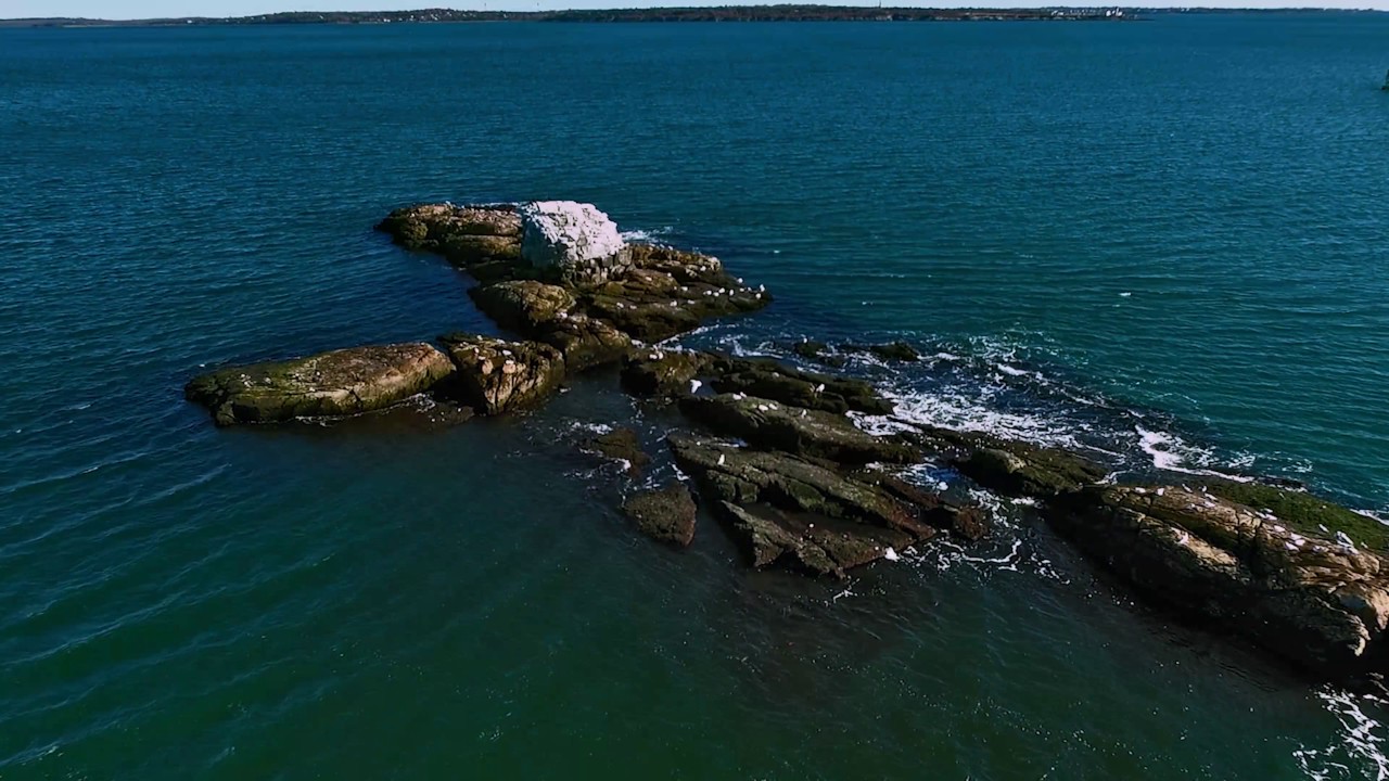 The ruins of Whale Rock Light, Narragansett, Rhode Island