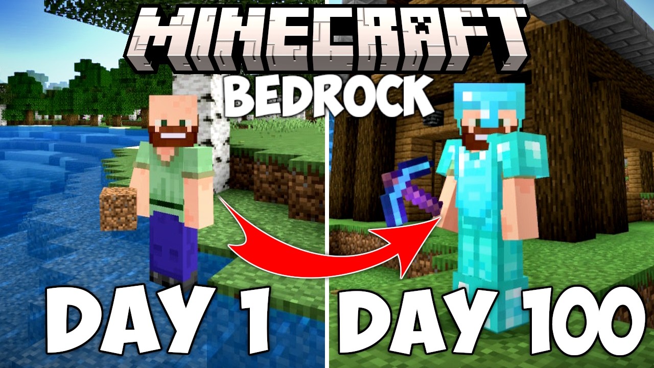 I Survived 100 Days in BEDROCK Minecraft Hardcore