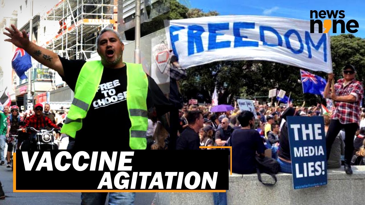 Unmasked Kiwis protest against compulsory vaccination | New Zealand COVID-19 protest