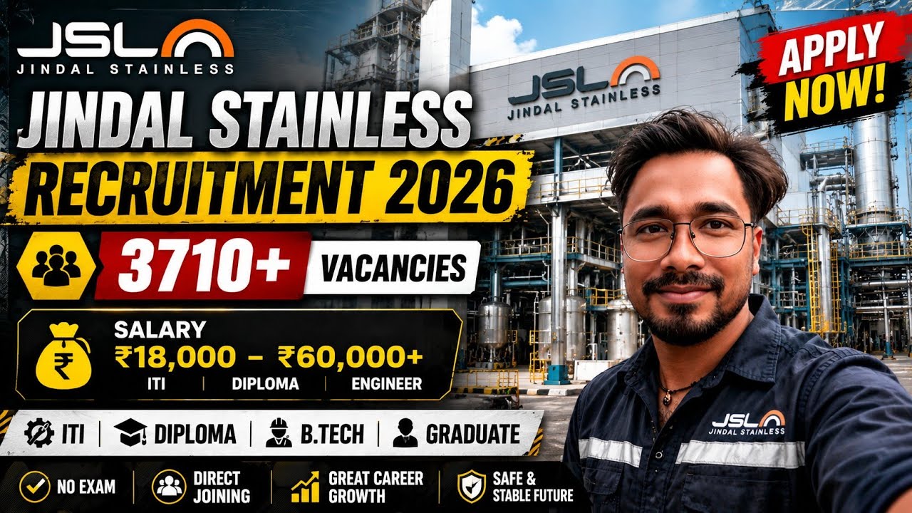 🚨 Breaking! Jindal Stainless Hiring 2026 🔥 ITI, Diploma & B.Tech Freshers | Apply Before It Closes
