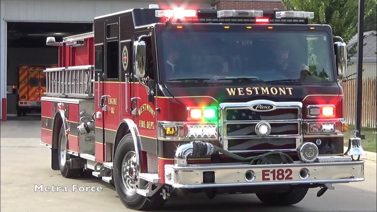 Westmont IL Fire Dept Engine 182 & Medic 182 Responding