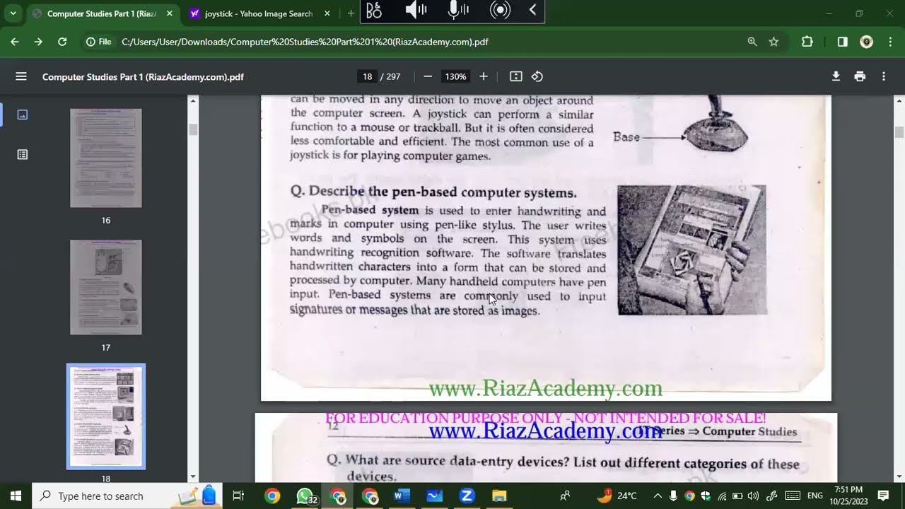 What is Pen Based System?  | Pointing Device | Basics of IT | Chapter 1 | FA,ICS