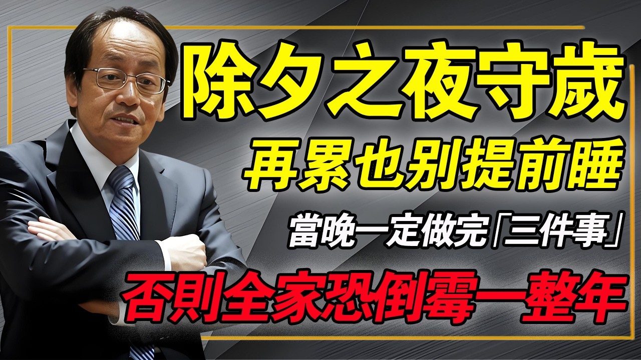除夕夜守歲當晚，再累也別睡！做完這「3件事」才能睡，否則全家恐將倒霉一整年！#倪海廈 #中醫養生 #除夕守歲 #經方 #物理中醫 #黃帝內經