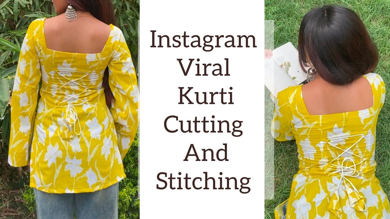 Instagram viral corset back design kurti cutting and stitching.मैने बनाई ये  instagram viral कुर्ती