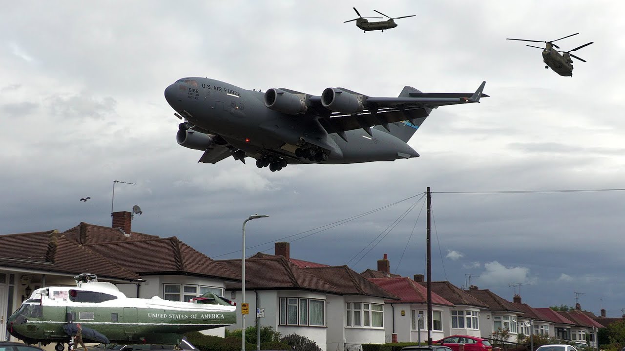 Presidential helicopters arrive in London 🇺🇸