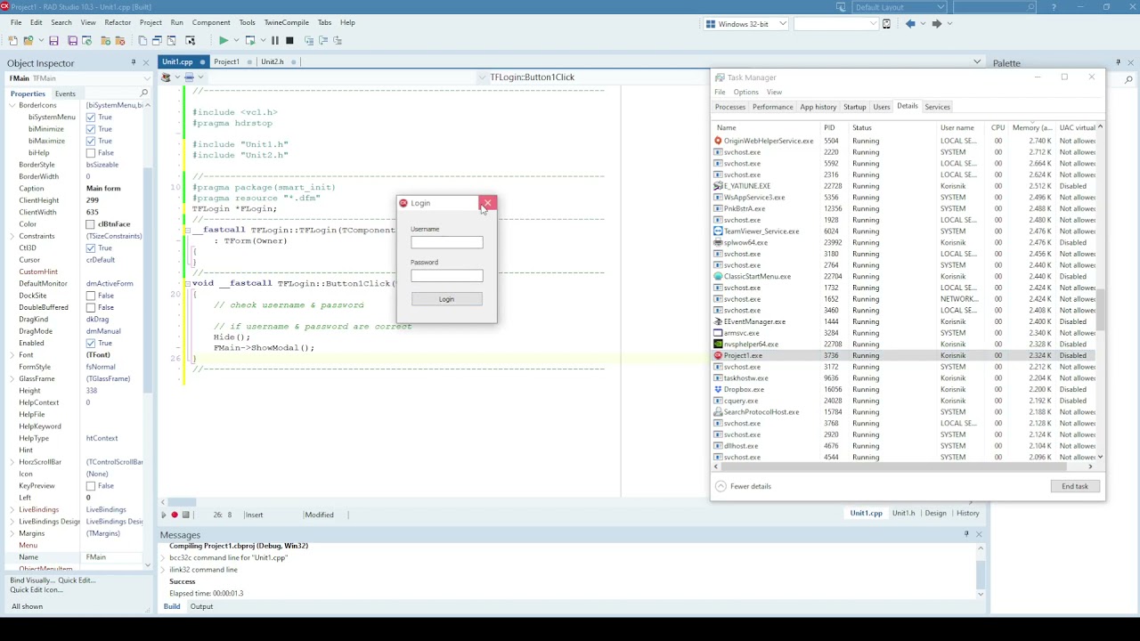 C++ Builder - Creating Login Form