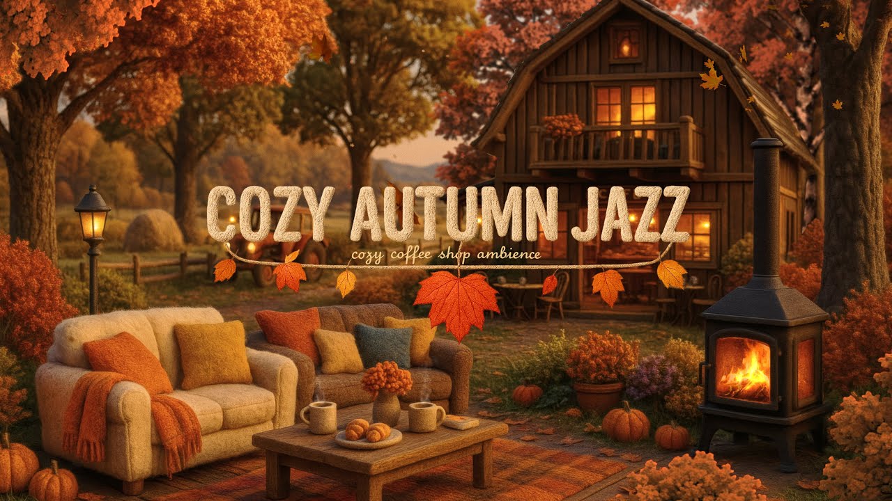 Relaxing Autumn Jazz Ambience For Study & Work 🍂Cozy Fall Coffee Shop Ambience Jazz Relaxing Music