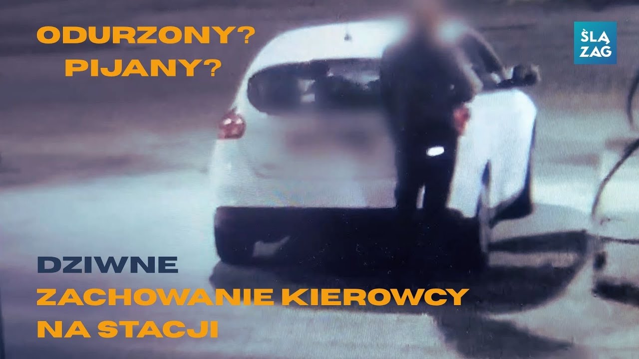Pijany? Odurzony? Dziwne i niepokojące zachowanie kierowcy na stacji benzynowej. Źr&oacute;dło: Policja