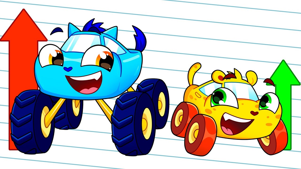 Big and Small👆🏻👇🏻 Opposites Song 🚒 Funny Cartoons for Kids 🚗 KiddyHacks Series