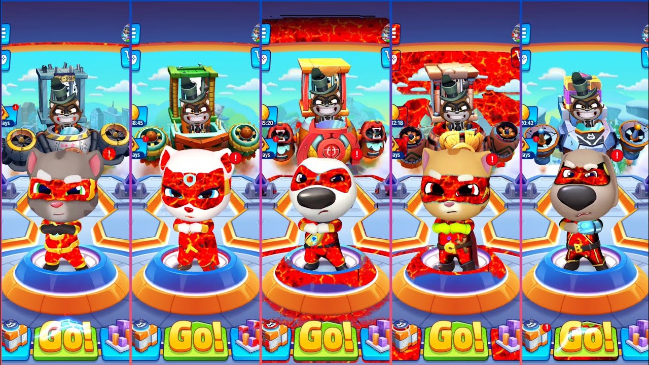 Talking Tom Hero Dash Discover All The Heroes - New Update - All Bosses Fights   Superworld Gameplay