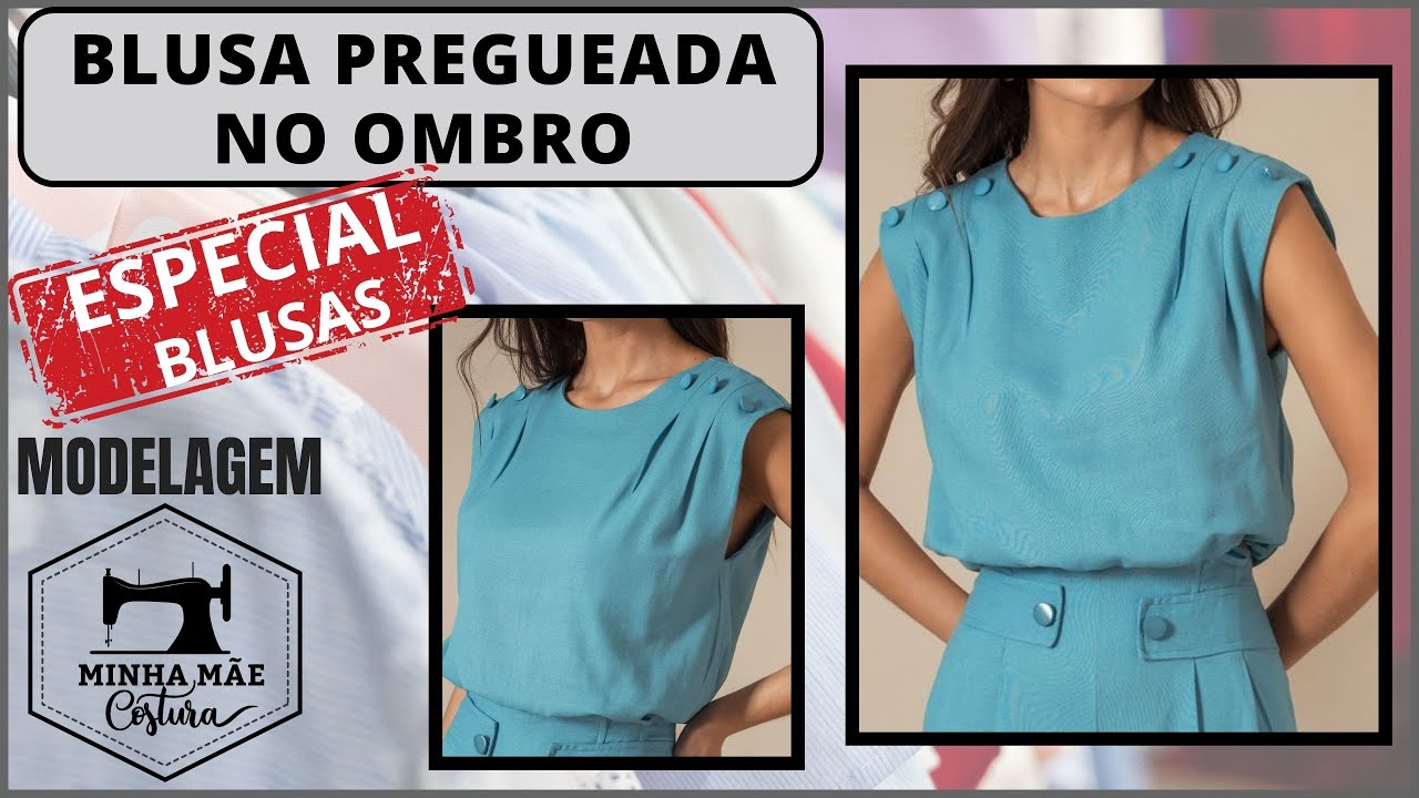 Blusa pregueada no ombro - passo a passo da modelagem
