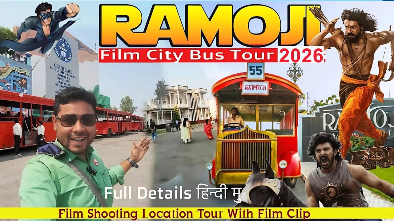 Ramoji Film city Hyderabad Tour By Bus | RRR _ Bahubali _ Krish _Puspa 2 Shooting Location tour