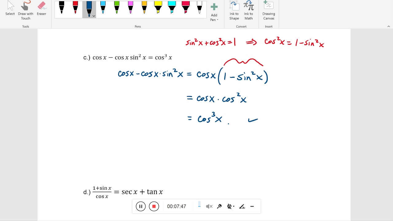 Chapter 6.1 - Verifying Trigonometric Identities