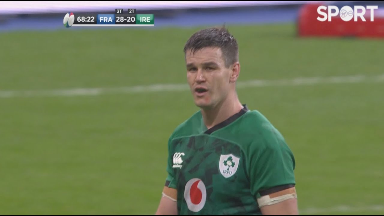 Johnny Sexton's reaction to being taken off in Paris.