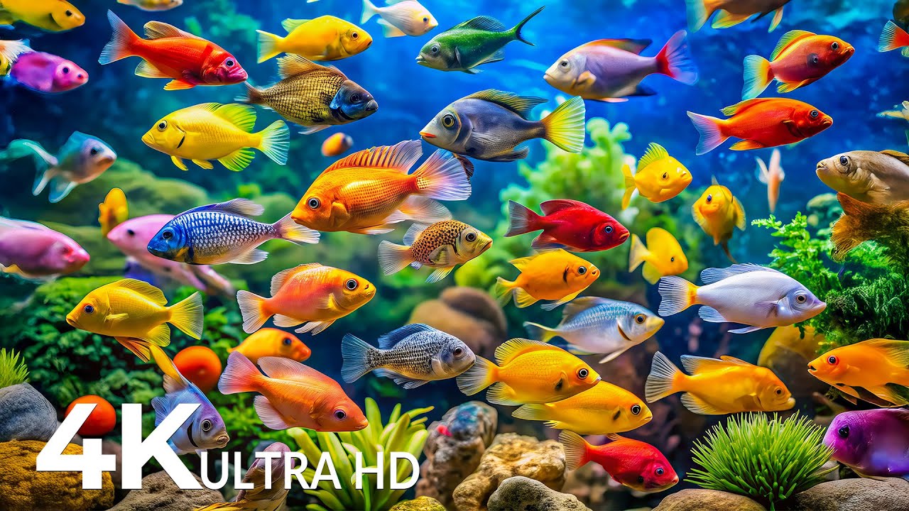AQUARIUM 4K (ULTRA HD) - Beautiful Fish Swimming & Colorful Sea Life Video🐠 Peaceful Relaxing Music