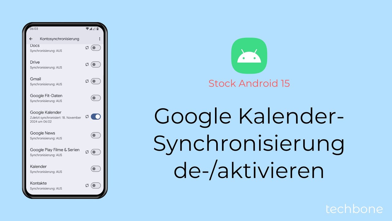 Google Kalender-Synchronisierung deaktivieren oder aktivieren [Android 15]