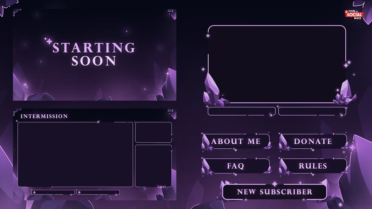 FREE ANIMATED Crystalline Stream Pack [for Twitch, Kick, Youtube or Facebook]