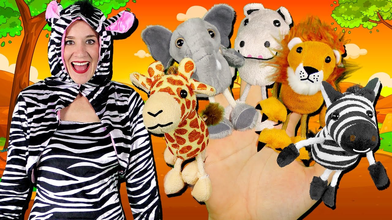 Safari Animals Finger Family Song | Elephant, Lion, Giraffe, Zebra & Hippo! Wild Animals for kids