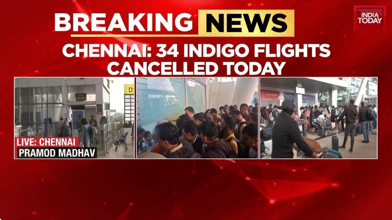 Indigo Crisis Coninues On Day 6: 34 Flights Cancelled From Chennai; DGCA's Notice To Indigo CEO