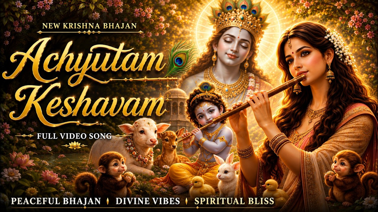 Achyutam Keshavam Krishna Damodaram 🪈 | Most Soulful Morning Bhajan #KrishnaSong #Bhajan