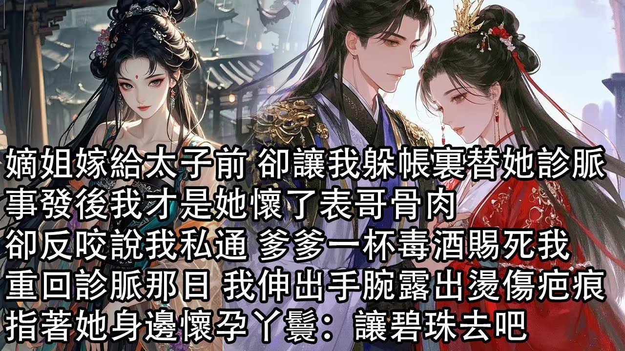 【一口氣看完】嫡姐嫁給太子前 卻讓我躲帳裏替她診脈，事發後我才是她懷了表哥骨肉，卻反咬說我私通 爹爹一杯毒酒賜死我，重回診脈那日 我伸出手腕露出燙傷疤痕，指著她身邊懷孕丫鬟：讓碧珠去吧