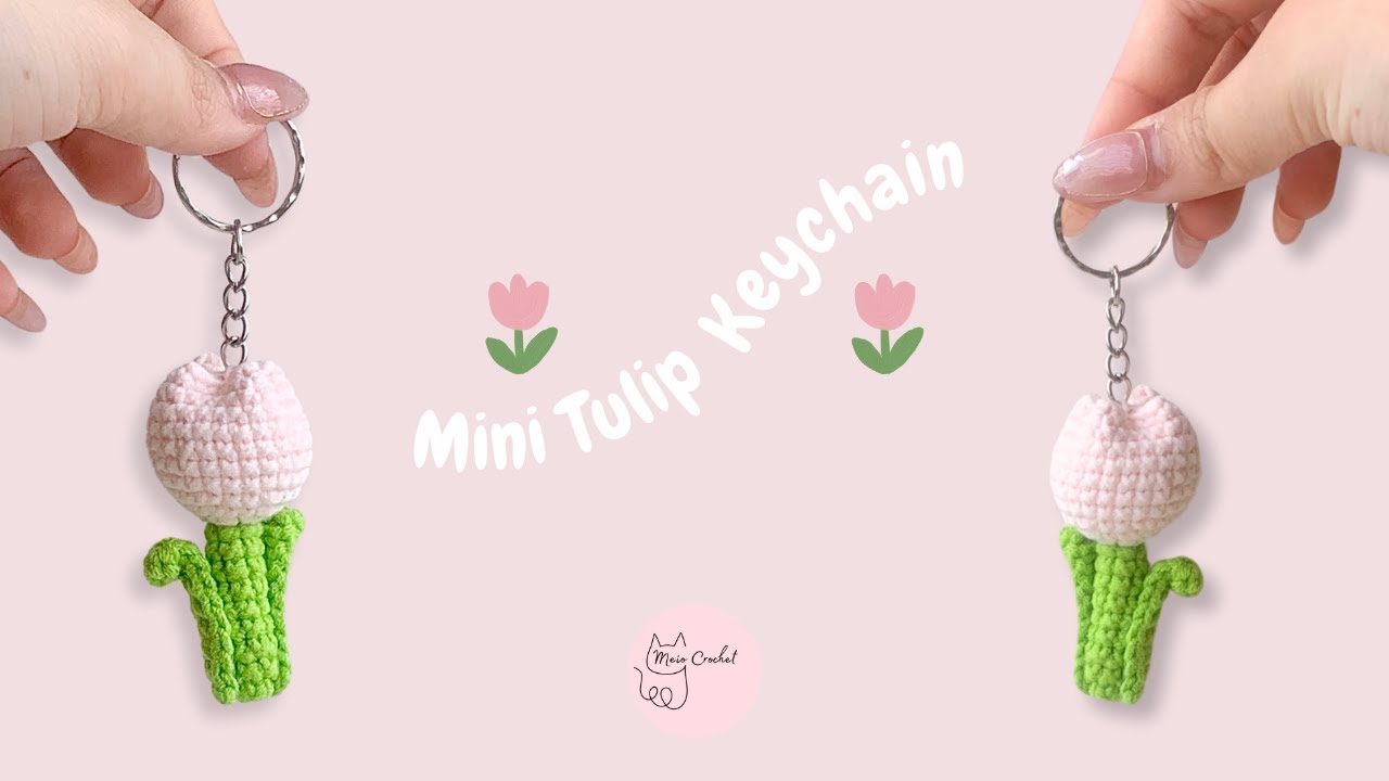 Crochet Mini Tulip Keychain