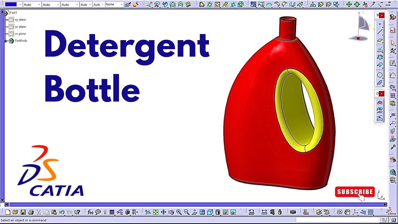 How to Create a Detergent Bottle | CATIA V5 GSD Tutorial ⚙️