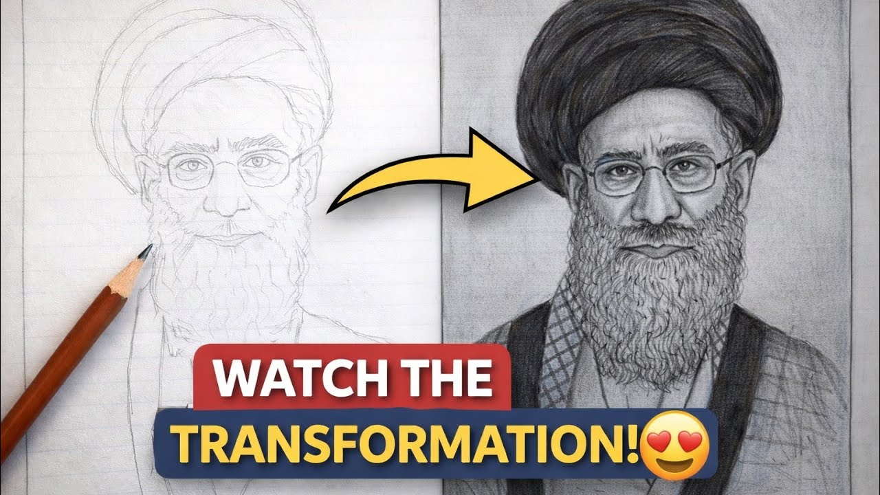 Realistic Pencil Portrait Drawing |Ayatollahkhomeini sketch #artvideo #art #ayatollahkhomeini 