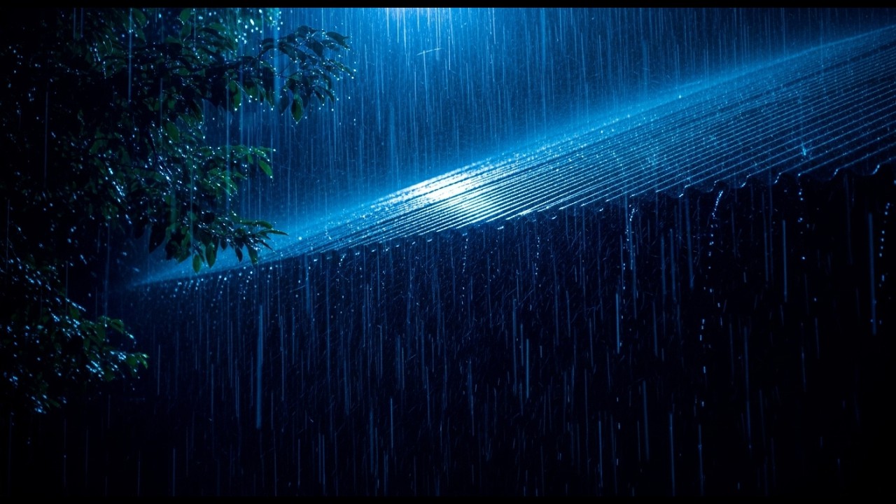 No Ads Rain Sounds for Sleeping – ASMR Powerful Rainfall On Tin Roof to Calm Overthinking